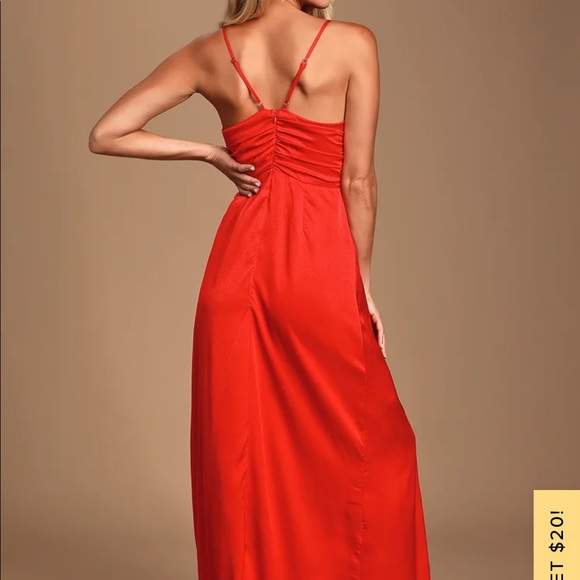 NWT - Sexy red satin maxi dress with slit - Picture 5 of 6